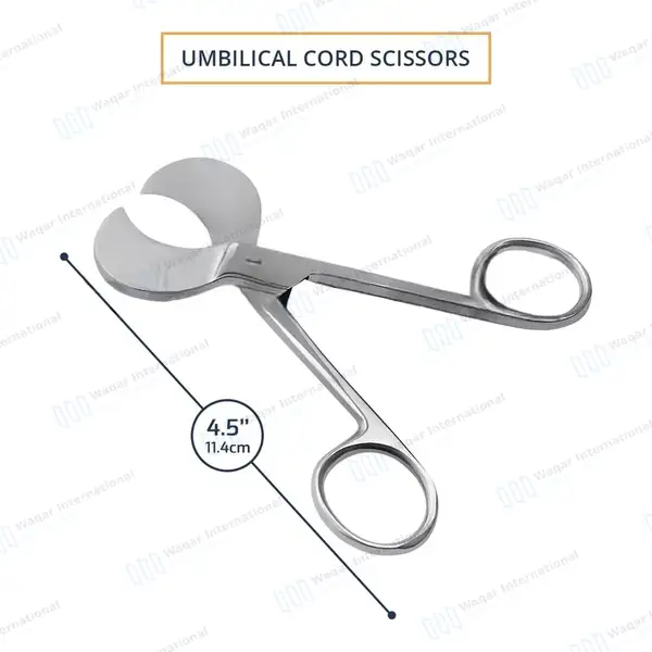 3 Umbilical Cord Scissors 4.5″ (11.4cm) USA Pattern - veterinary instruments manufactured by Waqar International, Sialkot - view 3