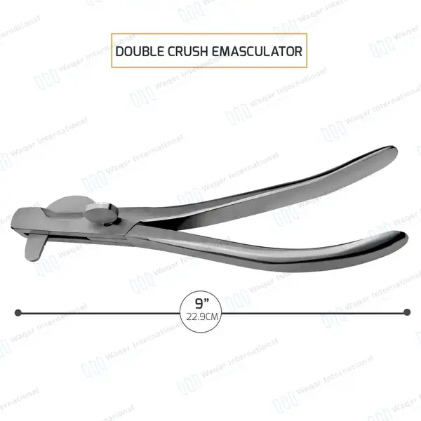 2 Pcs Double Crush Emasculators Set 9″ & 12″ - veterinary instruments manufactured by Waqar International, Sialkot - view 3