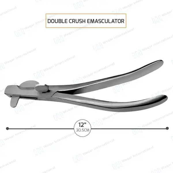 2 Pcs Double Crush Emasculators Set 9″ & 12″ - veterinary instruments manufactured by Waqar International, Sialkot - view 4