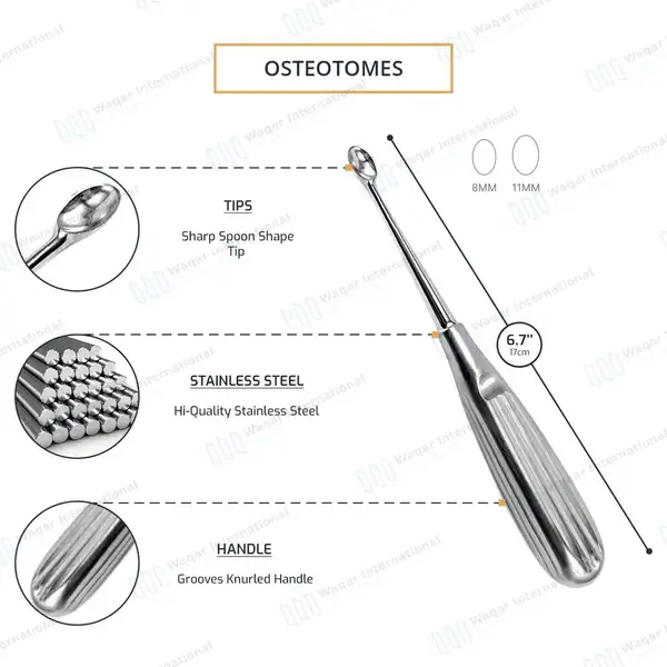 11 Pcs Equine Paranasal Sinus Instruments Set - surgical instruments manufactured by Waqar International, Sialkot - view 3