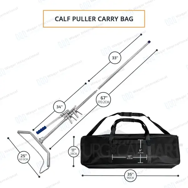 Heavy Duty Ratchet Style Calf Puller 67″ with Zipper Carrying Bag - veterinary instruments manufactured by Waqar International, Sialkot - view 3