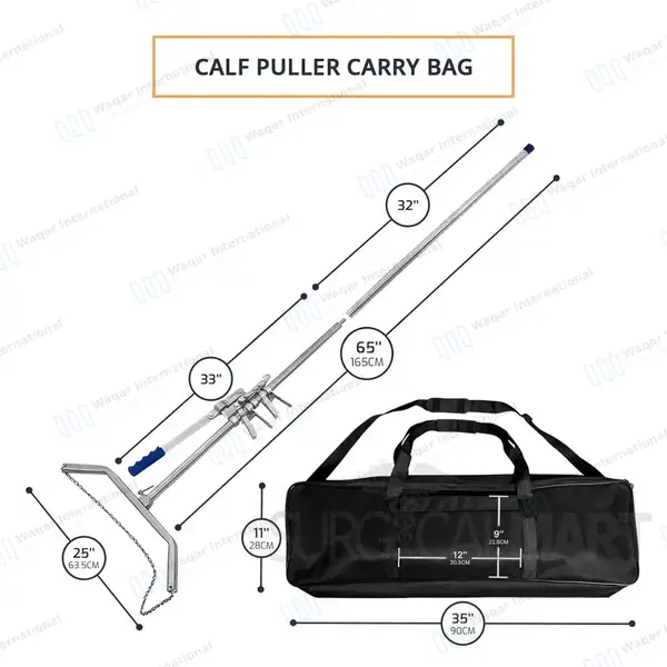 4 Pcs Calf Puller with 60″ OB Chain Handle & Carrying Bag Cattle Delivery Set - veterinary instruments manufactured by Waqar International, Sialkot - view 6