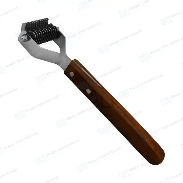 De-shedding Rake 12 Blades 7.5″ Pet Grooming Dematting Comb - veterinary instruments manufactured by Waqar International, Sialkot - view 2