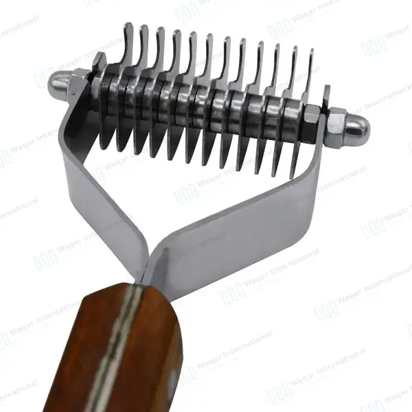 De-shedding Rake 12 Blades 7.5″ Pet Grooming Dematting Comb - veterinary instruments manufactured by Waqar International, Sialkot - view 5