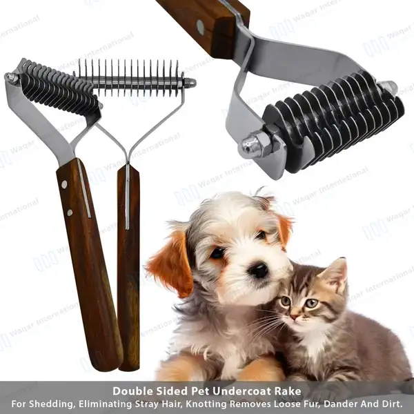 De-shedding Rake 16 Blades for Dogs Cats 7.5″ Pet Grooming Dematting Comb - veterinary instruments manufactured by Waqar International, Sialkot - view 8