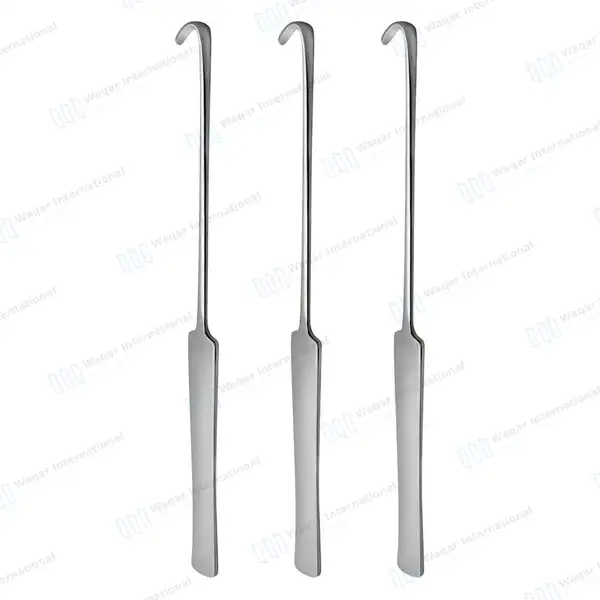 3 Pcs Spay Snook Hook Set 8″ Curved 5-6mm Wide Blunt Tip Flat Handle - veterinary instruments manufactured by Waqar International, Sialkot - view 2