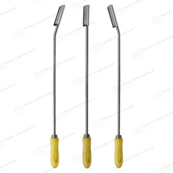 3 Equine Dental Float Rasps Set Angle Up, Down & Straight Adjustable Wooden Handle - veterinary instruments manufactured by Waqar International, Sialkot - view 2