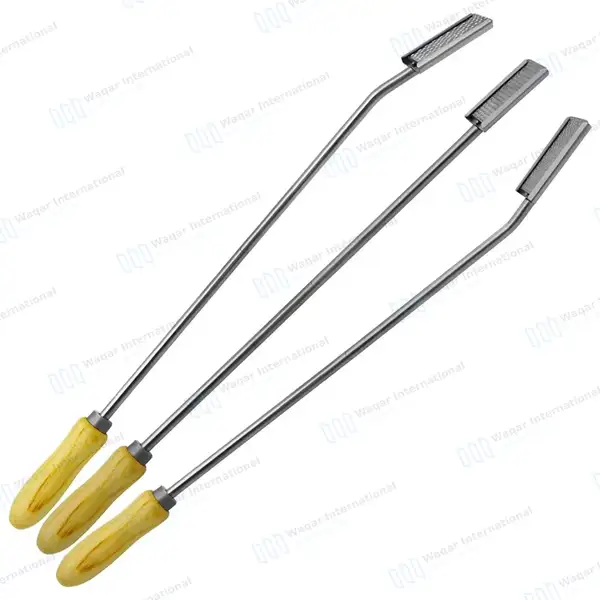 3 Equine Dental Float Rasps Set Angle Up, Down & Straight Adjustable Wooden Handle - veterinary instruments manufactured by Waqar International, Sialkot - view 8