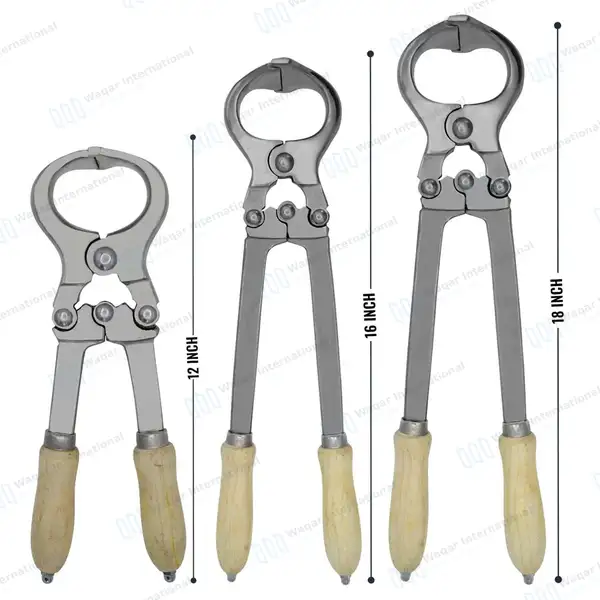 3 Burdizzo Style Castration Forceps 12″, 16″, 18″ with Wooden Handle - veterinary instruments manufactured by Waqar International, Sialkot - view 3