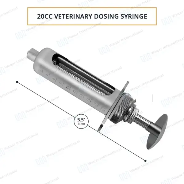 20cc Veterinary Metal Dosing Syringe with Locking Screw - veterinary instruments manufactured by Waqar International, Sialkot - view 2