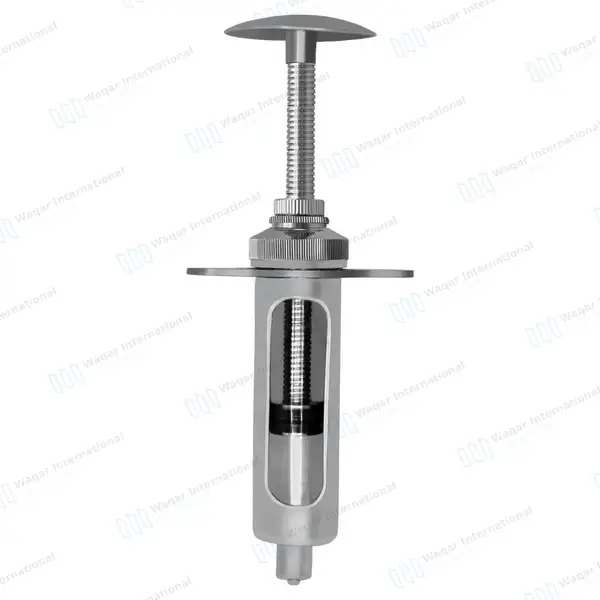 20cc Veterinary Metal Dosing Syringe with Locking Screw - veterinary instruments manufactured by Waqar International, Sialkot - view 4