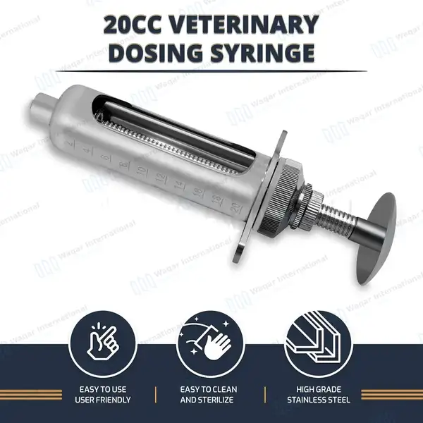 20cc Veterinary Metal Dosing Syringe with Locking Screw - veterinary instruments manufactured by Waqar International, Sialkot - view 5