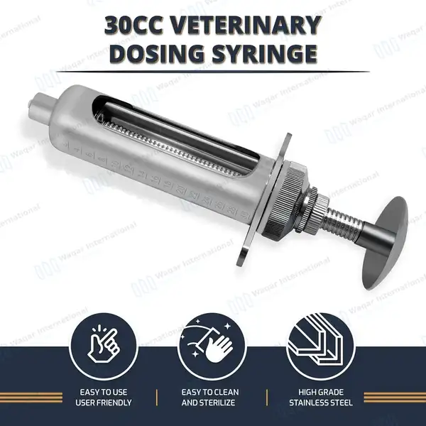 30cc Veterinary Dosing Syringe with Screw Locking - veterinary instruments manufactured by Waqar International, Sialkot - view 8