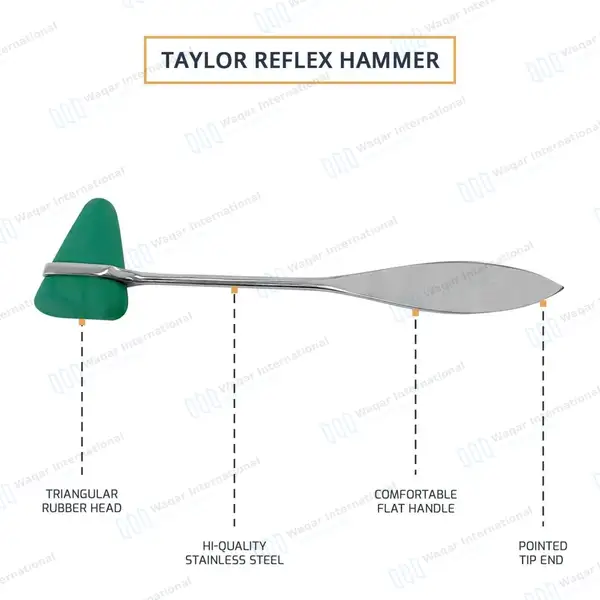 2 Pcs Taylor Tomahawk Percussion Reflex Hammer – Green - surgical instruments manufactured by Waqar International, Sialkot - view 4