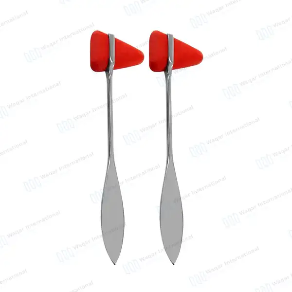 2 Pcs Taylor Reflex Hammer 7.5″ with Red Silicone Rubber Head - surgical instruments manufactured by Waqar International, Sialkot - view 2