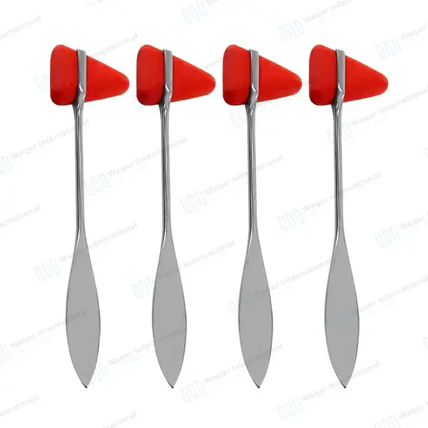 4 Pcs Taylor Reflex Hammer 7.5″ with Red Silicone Rubber Head - surgical instruments manufactured by Waqar International, Sialkot - view 2