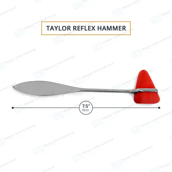 12 Pcs Taylor Reflex Hammer 7.5″ with Red Silicone Rubber Head - surgical instruments manufactured by Waqar International, Sialkot - view 3