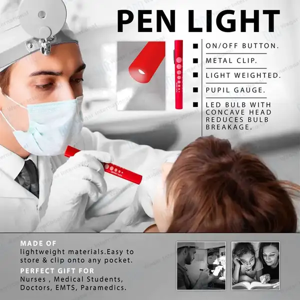 6 Pcs Disposable Penlight Set with Pupil Gauge for Nurse Diagnostic ENT Paramedic - surgical instruments manufactured by Waqar International, Sialkot - view 2