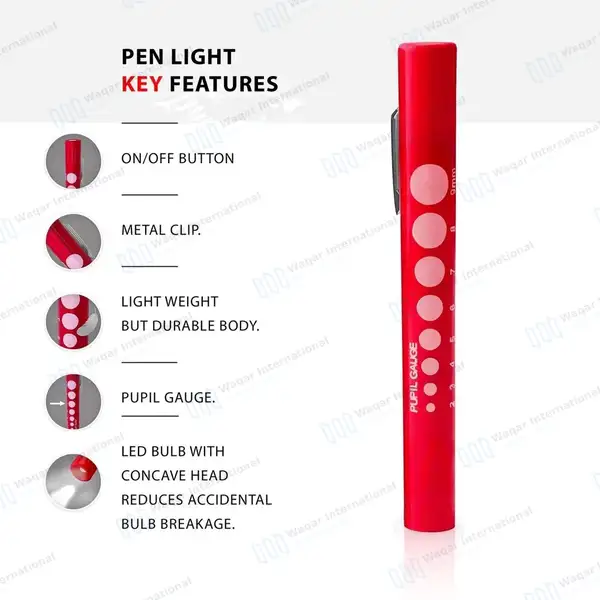 6 Pcs Disposable Penlight Set with Pupil Gauge for Nurse Diagnostic ENT Paramedic - surgical instruments manufactured by Waqar International, Sialkot - view 4