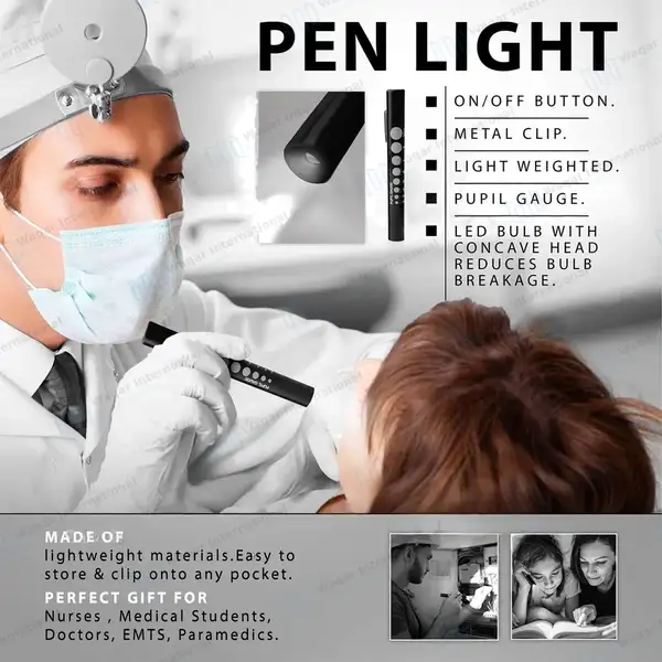 6 Pcs Disposable Penlights Set Diagnostic ENT Emergency Medical – Black - surgical instruments manufactured by Waqar International, Sialkot - view 2