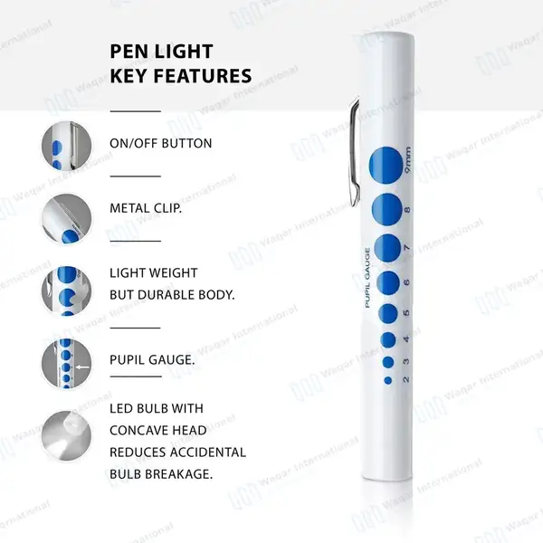 6 Pcs Disposable Penlights Set Diagnostic ENT Emergency Medical – White - surgical instruments manufactured by Waqar International, Sialkot - view 3