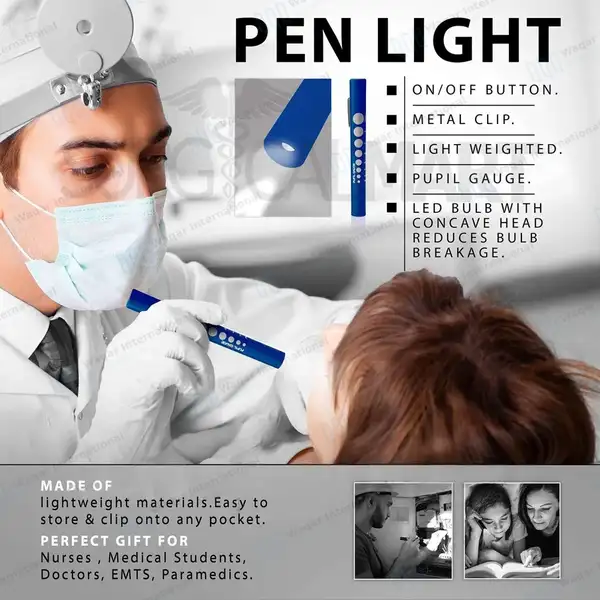 6 Pcs Disposable LED Pupil Gauge Penlights Set – Blue - surgical instruments manufactured by Waqar International, Sialkot - view 2