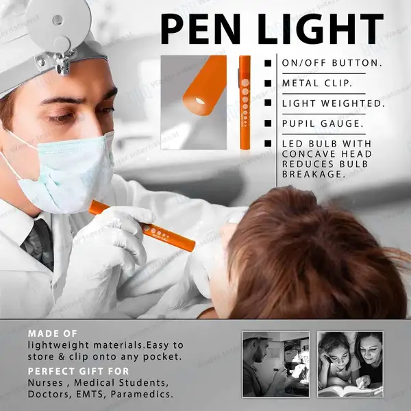 6 Disposable LED Pupil Gauge Penlight Set – Orange - surgical instruments manufactured by Waqar International, Sialkot - view 2
