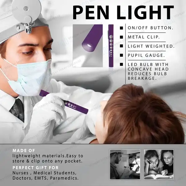 6 Disposable LED Pupil Gauge Penlight Set – Purple - surgical instruments manufactured by Waqar International, Sialkot - view 2