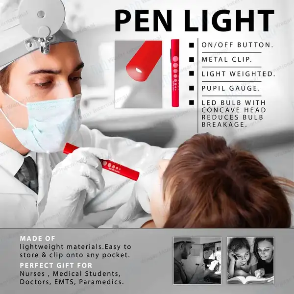 6 Disposable LED Pupil Gauge Penlight Set – Red - surgical instruments manufactured by Waqar International, Sialkot - view 2