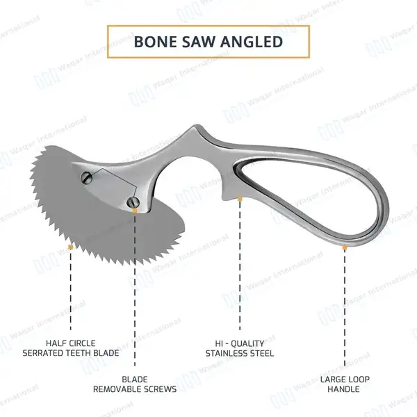 Bone Saw Angled 6″ Sharp Serrated Blade - orthopedic instruments manufactured by Waqar International, Sialkot - view 4