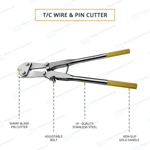 T/C Wire & Pin Cutter 18.5” Side Cutting With Adjustable Bolt - surgical instruments manufactured by Waqar International, Sialkot - view 4