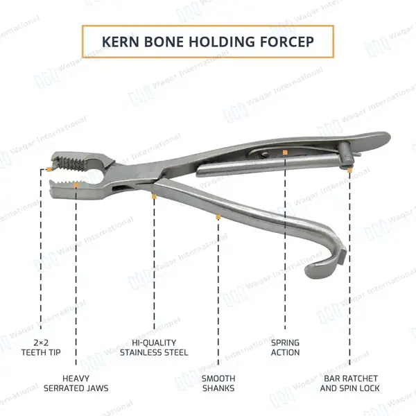 Kern Bone Holding Forceps 17″ with Ratchet - orthopedic instruments manufactured by Waqar International, Sialkot - view 4
