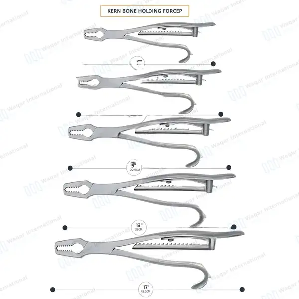 5 Kern Bone Holding Forceps Set 5.5″, 6″, 9″, 13″ & 17″ with Ratchet - orthopedic instruments manufactured by Waqar International, Sialkot - view 3