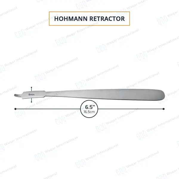 Mini Hohmann Retractor 6 1/2″ 8mm Wide Blade – Single Ended - orthopedic instruments manufactured by Waqar International, Sialkot - view 3