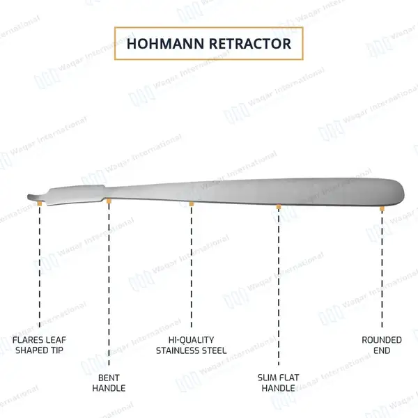Mini Hohmann Retractor 6 1/2″ 8mm Wide Blade – Single Ended - orthopedic instruments manufactured by Waqar International, Sialkot - view 4