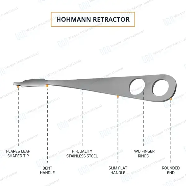 Hohmann Retractor 8 3/4″ 10mm Wide Blade – Single Ended - orthopedic instruments manufactured by Waqar International, Sialkot - view 4