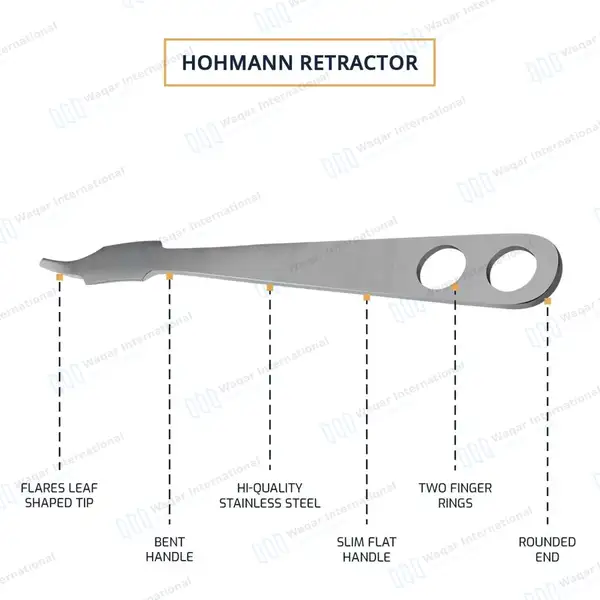 Hohmann Retractor 9 1/4″ 18mm Wide Blade – Single Ended - orthopedic instruments manufactured by Waqar International, Sialkot - view 4