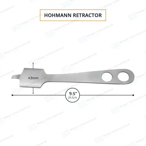 Hohmann Retractor 9 1/2″ 43mm Wide Blade – Narrow Tip - orthopedic instruments manufactured by Waqar International, Sialkot - view 3