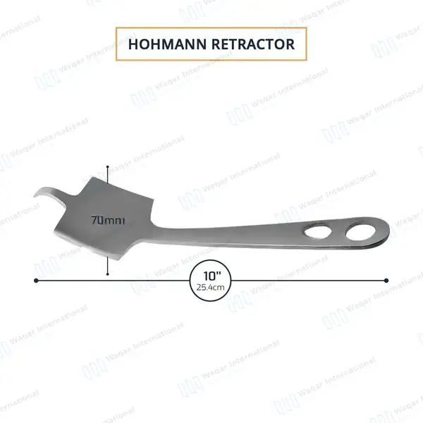 Hohmann Retractor 10″ 70mm Wide Blade Narrow Tip Bent Handle - orthopedic instruments manufactured by Waqar International, Sialkot - view 3