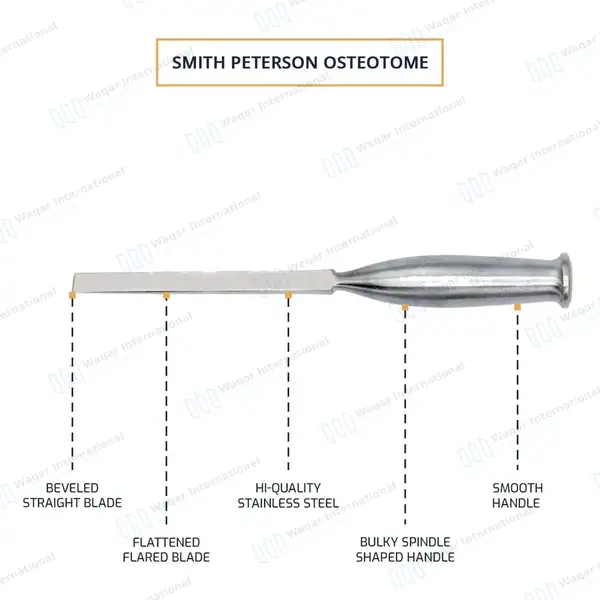 Smith Peterson Osteotome 8″ Straight 9.5mm Blade - surgical instruments manufactured by Waqar International, Sialkot - view 4