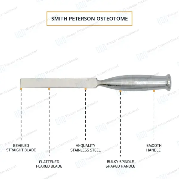 Smith Peterson Osteotome 8″ Straight 13mm Blade - surgical instruments manufactured by Waqar International, Sialkot - view 4