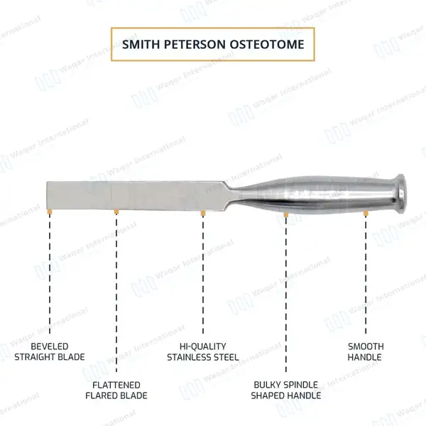 Smith Peterson Osteotome 8″ Straight 16mm Blade - surgical instruments manufactured by Waqar International, Sialkot - view 3