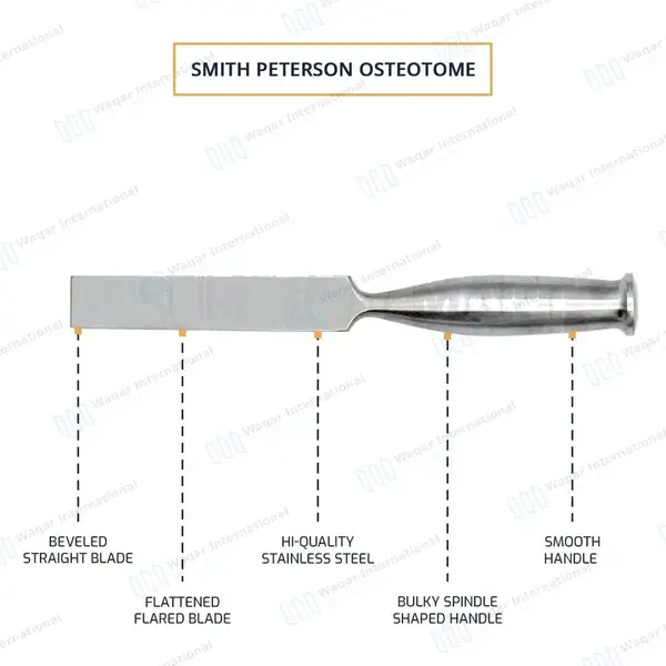 Smith Peterson Osteotome 8″ Straight 19mm Blade - surgical instruments manufactured by Waqar International, Sialkot - view 4