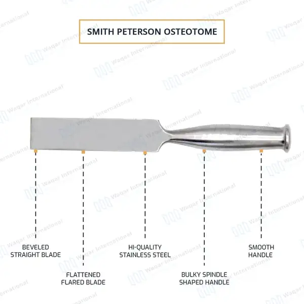Smith Peterson Osteotome 8″ Straight 25mm Blade - surgical instruments manufactured by Waqar International, Sialkot - view 4