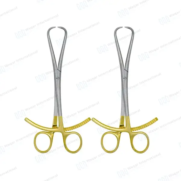 2 Bone Reduction Forceps 8″ Long Ratchet with Gold Plated Handle - surgical instruments manufactured by Waqar International, Sialkot - view 2