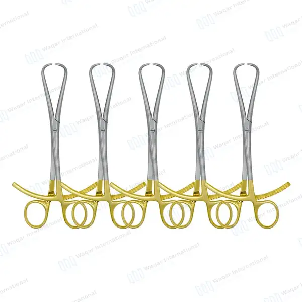 5 Bone Reduction Forceps 8″ Long Ratchet with Gold Plated Handle - surgical instruments manufactured by Waqar International, Sialkot - view 2