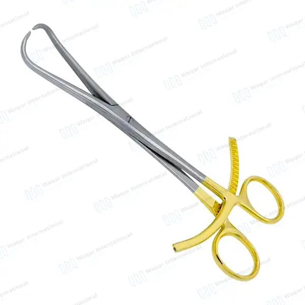 5 Bone Reduction Forceps 8″ Long Ratchet with Gold Plated Handle - surgical instruments manufactured by Waqar International, Sialkot - view 10