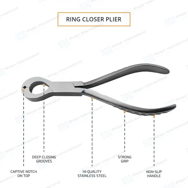 Top Notched Large Ring Closing Plier 6″ - body piercing instruments manufactured by Waqar International, Sialkot - view 3