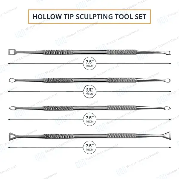 4 Pcs Hollow Tip Wax Carver & Clay Sculpting Tool Set 7.5″ - surgical instruments manufactured by Waqar International, Sialkot - view 2