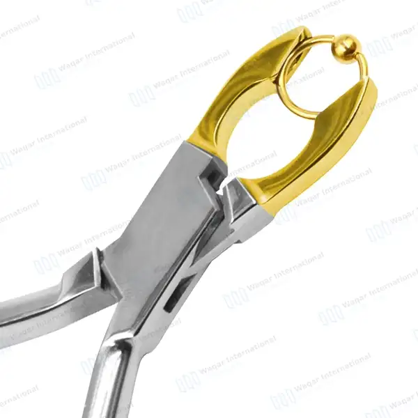 Ring Closing Plier 5.5″ Gold Jaws with Grip Handle - body piercing instruments manufactured by Waqar International, Sialkot - view 2
